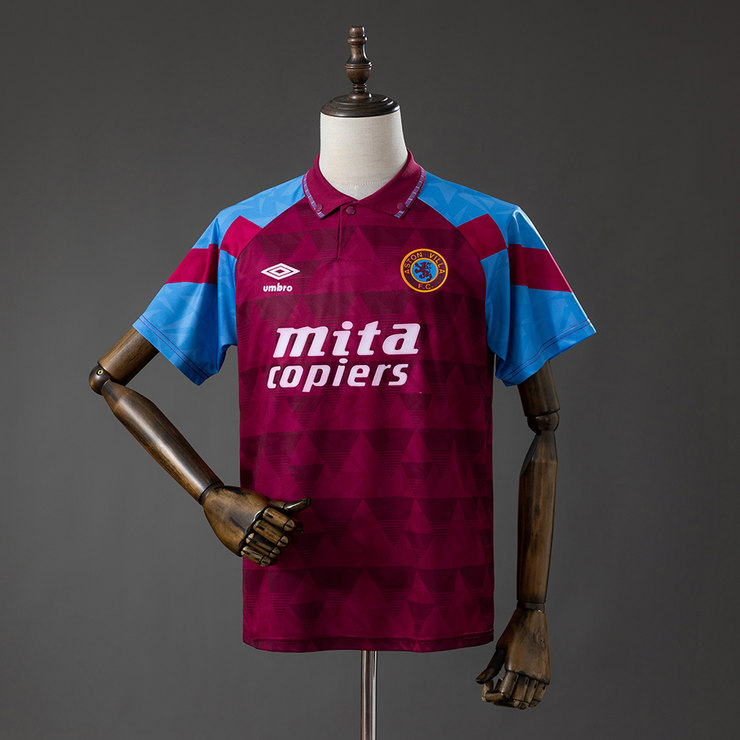 Aston Villa 1998 Retro Hemmatröja Herr Vinröd och Ljusblå Fotbollströja
