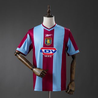 Aston Villa 1999/00 Retro Hemmatröja Herr Vinröd och Ljusblå Fotbollströja