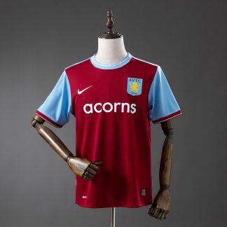 Aston Villa 2009/10 Retro Hemmatröja Herr Vinröd och Ljusblå Fotbollströja