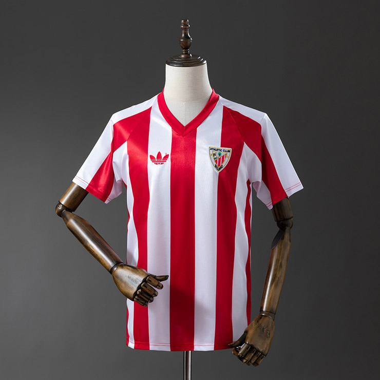 Athletic Bilbao 1986/87 Retro Hemmatröja Herr Röd och Vit Fotbollströja