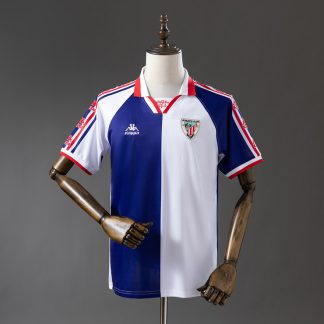 Athletic Bilbao 1995/97 Retro Bortatröja Herr Blå och Vit Fotbollströja