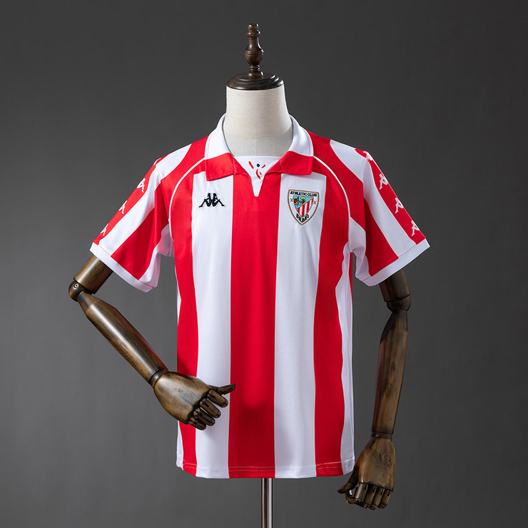 Athletic Bilbao 1998/99 Retro Hemmatröja Herr Röd och Vit Fotbollströja