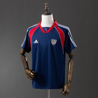 Athletic Bilbao 1999/00 Retro Bortatröja Herr Marinblå Röd och Vit Fotbollströja