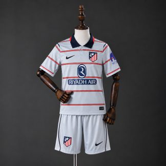 Atlético Madrid 2026/27 Tredjeställ Barn Ljusgrå Röd och Blå med Shorts