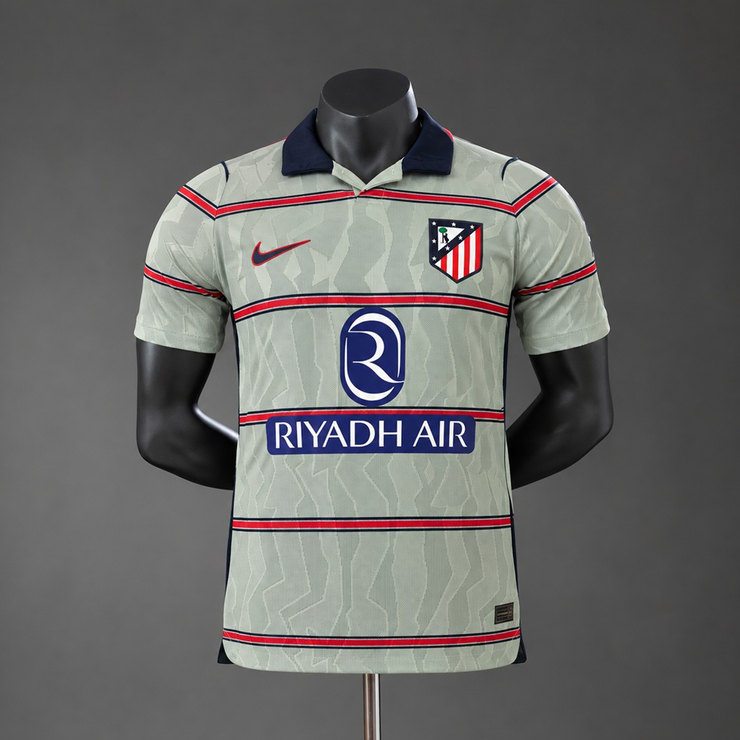 Atlético Madrid 2026/27 Tredjetröja Herr Spelarversion Ljusgrå Röd och Blå Fotbollströja