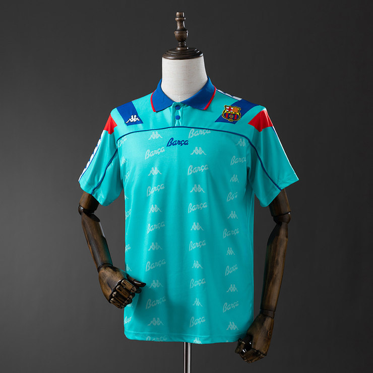 Barcelona 1992/95 Retro Bortatröja Herr Turkos Blå och Röd Fotbollströja