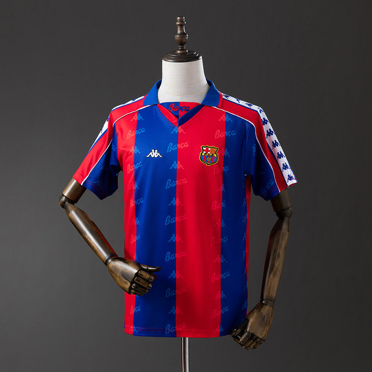 Barcelona 1992/95 Retro Hemmatröja Herr Blå och Röd Fotbollströja