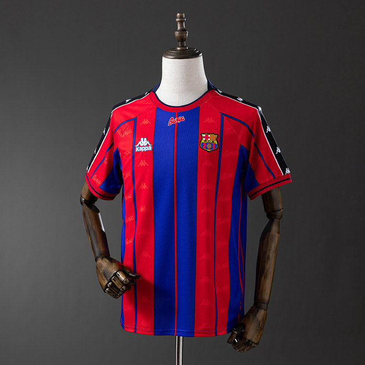 Barcelona 1997/98 Retro Hemmatröja Herr Röd och Blå Fotbollströja