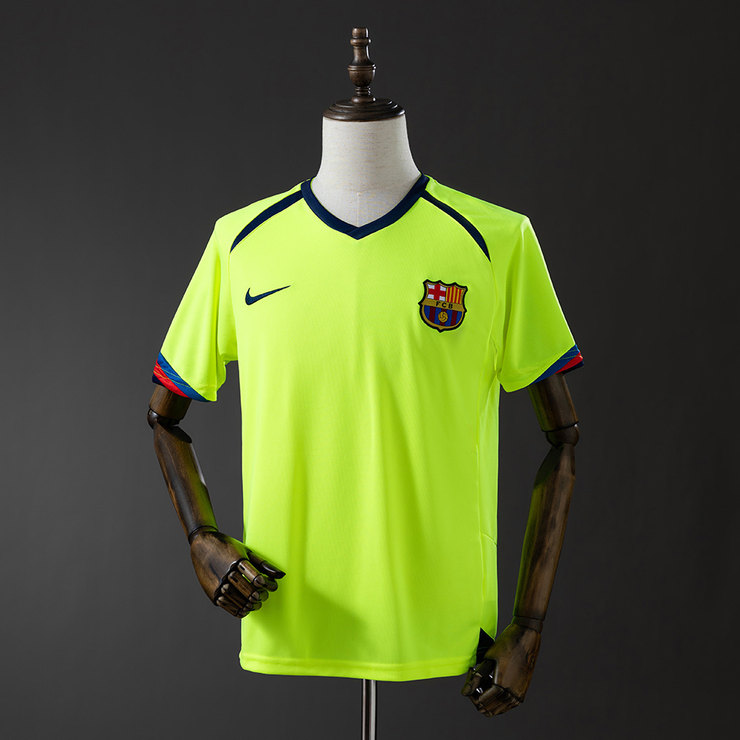 Barcelona 2005/06 Retro Bortatröja Herr Neongul Fotbollströja