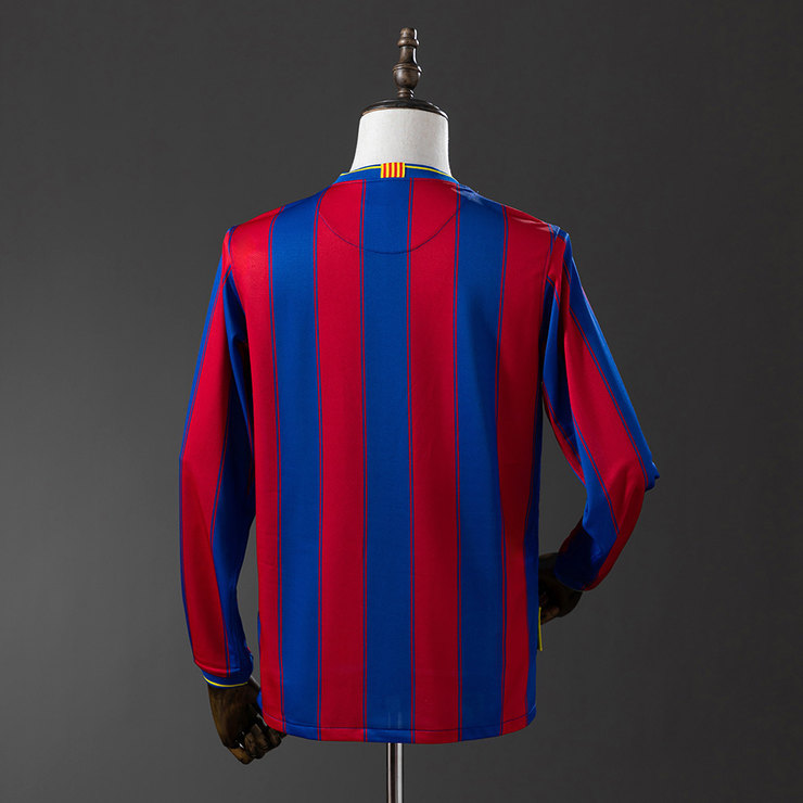 Barcelona 2009/10 Retro Hemmatröja Herr Långärmad Blå och Röd Fotbollströja