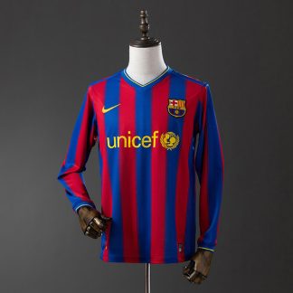 Barcelona 2009/10 Retro Hemmatröja Herr Långärmad Blå och Röd Fotbollströja