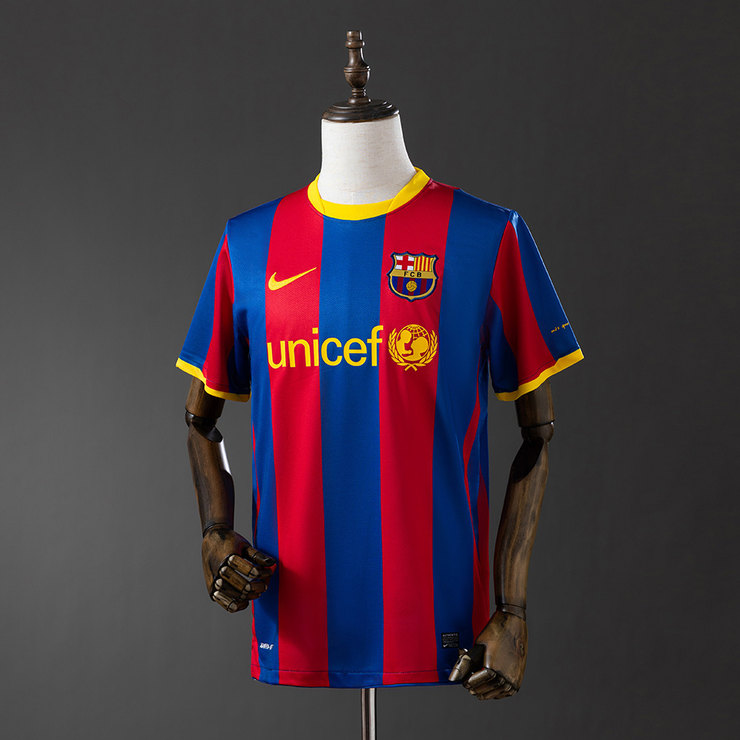 Barcelona 2010/11 Retro Hemmatröja Herr Blå och Röd Fotbollströja