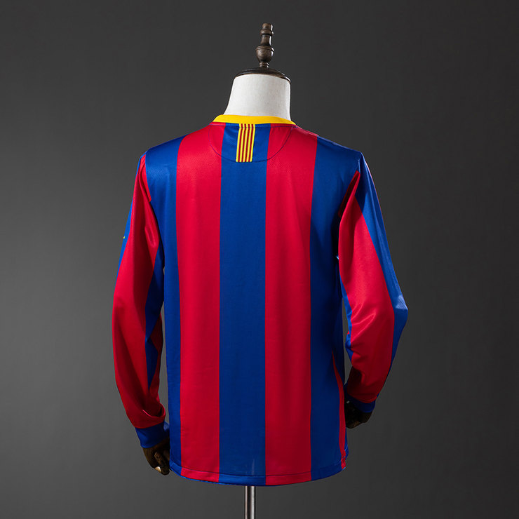 Barcelona 2010/11 Retro Hemmatröja Herr Långärmad Blå och Röd Fotbollströja