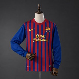 Barcelona 2011/12 Retro Hemmatröja Herr Långärmad Blå och Röd Fotbollströja