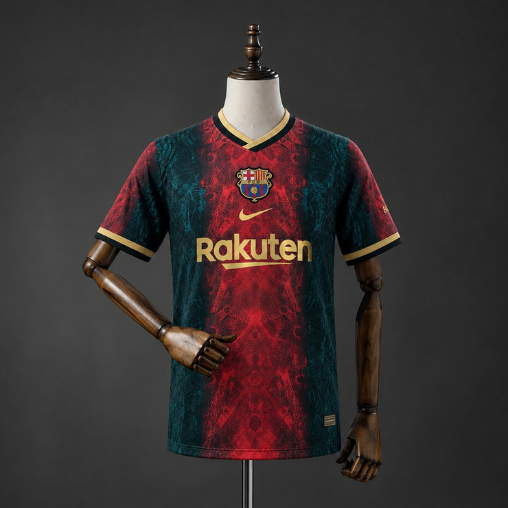 Barcelona 2021/22 Concept Retrotröja Herr Blå Röd och Guld Fotbollströja