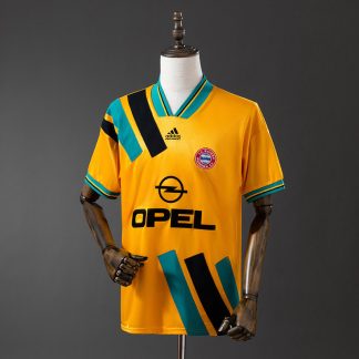 Bayern München 1993/95 Retro Bortatröja Herr Gul Grön och Svart Fotbollströja
