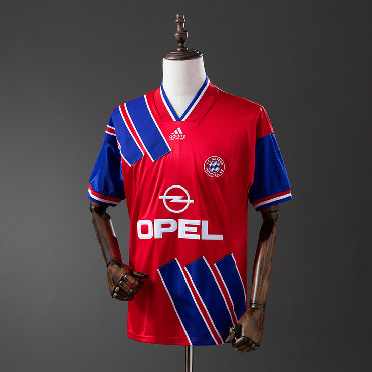 Bayern München 1993/95 Retro Hemmatröja Herr Röd Blå och Vit Fotbollströja