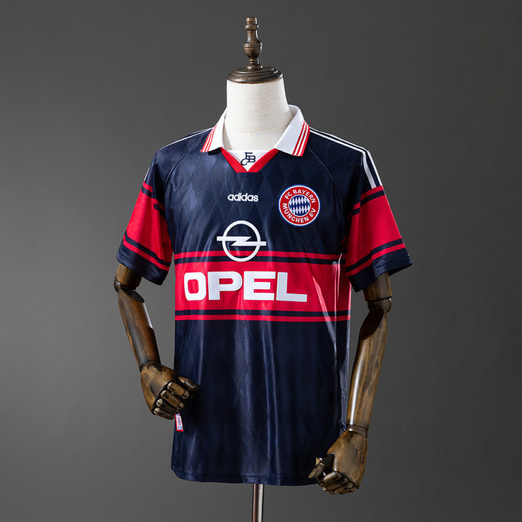 Bayern München 1997/98 Retro Hemmatröja Herr Marinblå Röd Fotbollströja