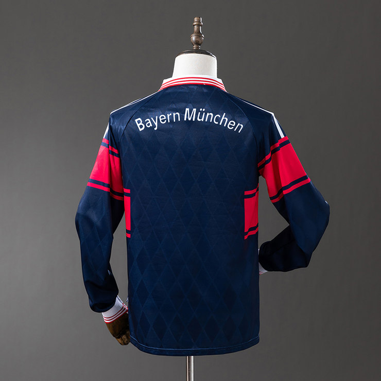 Bayern München 1997/99 Retro Hemmatröja Herr Långärmad Marinblå Röd Fotbollströja