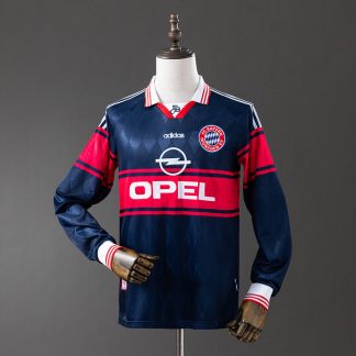 Bayern München 1997/99 Retro Hemmatröja Herr Långärmad Marinblå Röd Fotbollströja