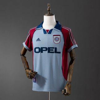 Bayern München 1998/99 Retro Bortatröja Herr Grå Röd och Marinblå Fotbollströja