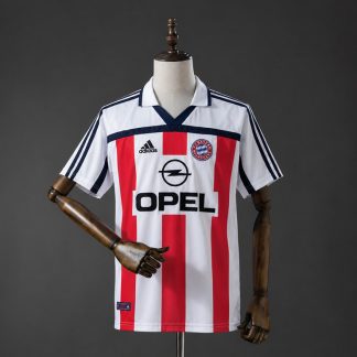 Bayern München 2000/01 Retro Bortatröja Herr Vit Röd och Marinblå Fotbollströja
