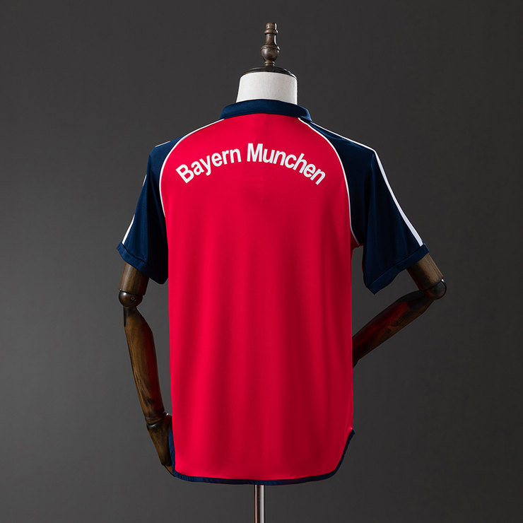 Bayern München 2000/01 Retro Hemmatröja Herr Röd Marinblå Fotbollströja