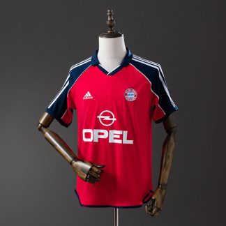 Bayern München 2000/01 Retro Hemmatröja Herr Röd Marinblå Fotbollströja