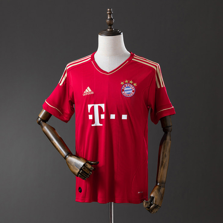 Bayern München 2012/13 Retro Hemmatröja Herr Röd och Vit Fotbollströja