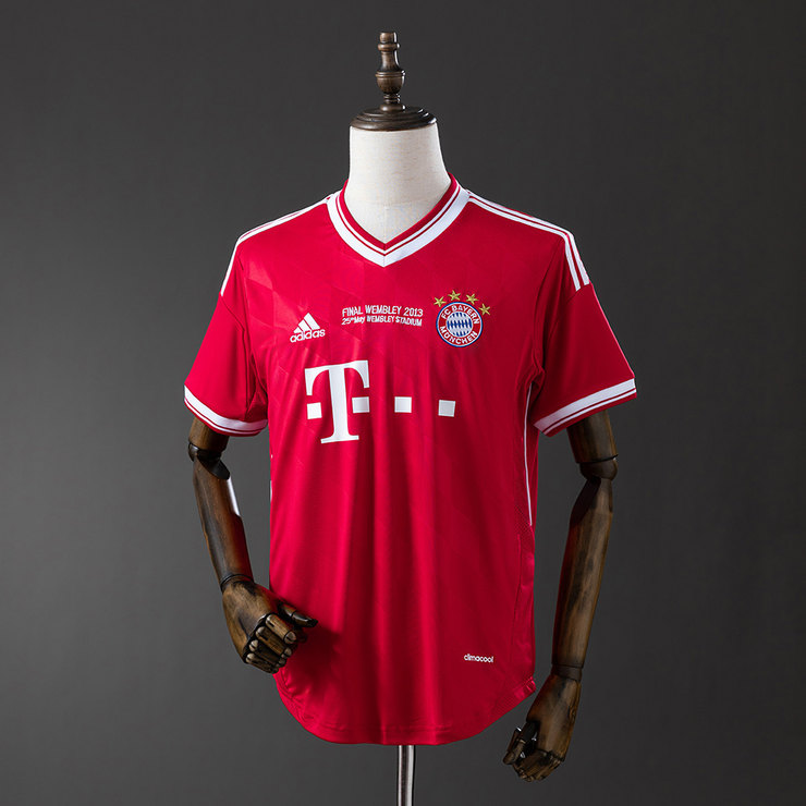 Bayern München 2013/14 Retro Hemmatröja Herr Röd och Vit Fotbollströja