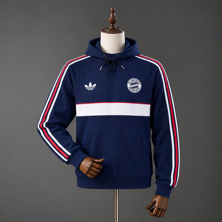 Bayern München 2026/27 Originals Hoodie Herr Marinblå Vit och Röd Fotbollströja