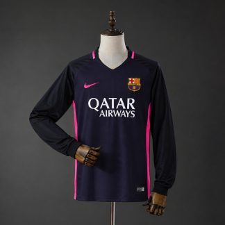 FC Barcelona 2016/17 Retro Bortatröja Herr Långärmad Lila och Rosa Fotbollströja
