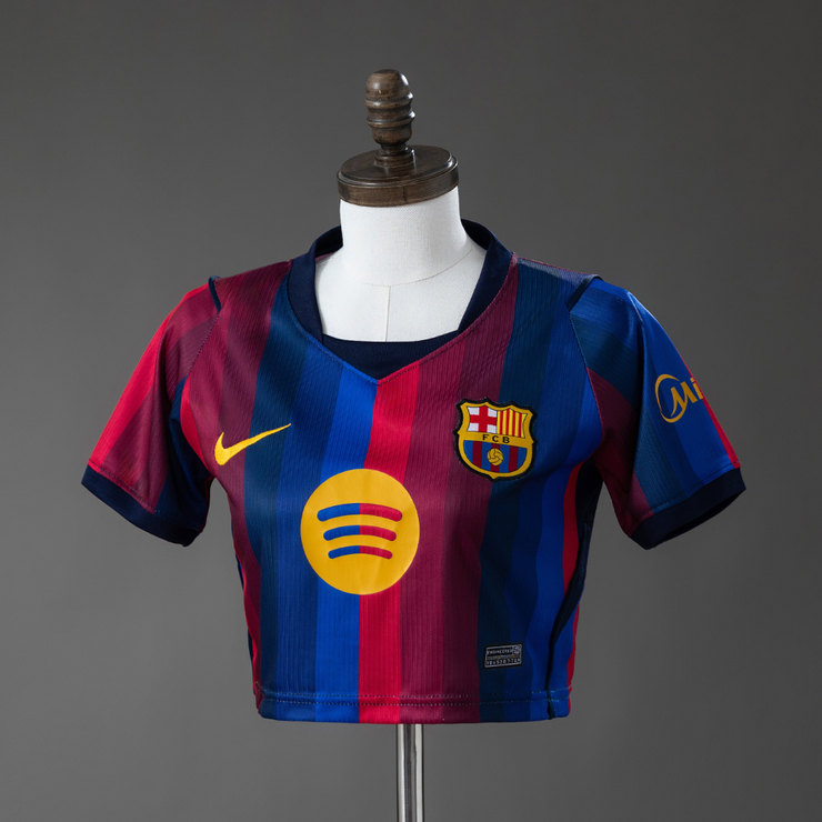 FC Barcelona 2026/27 Hemmatröja Dam Cropped Vinröd och Blå Fotbollströja