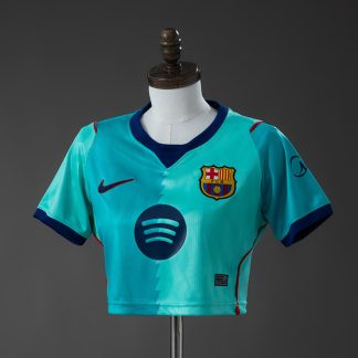 FC Barcelona 2026/27 Tredjetröja Dam Cropped Ljusgrön och Blå Fotbollströja