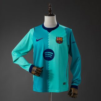 FC Barcelona 2026/27 Tredjetröja Herr Långärmad Ljusgrön och Blå Fotbollströja