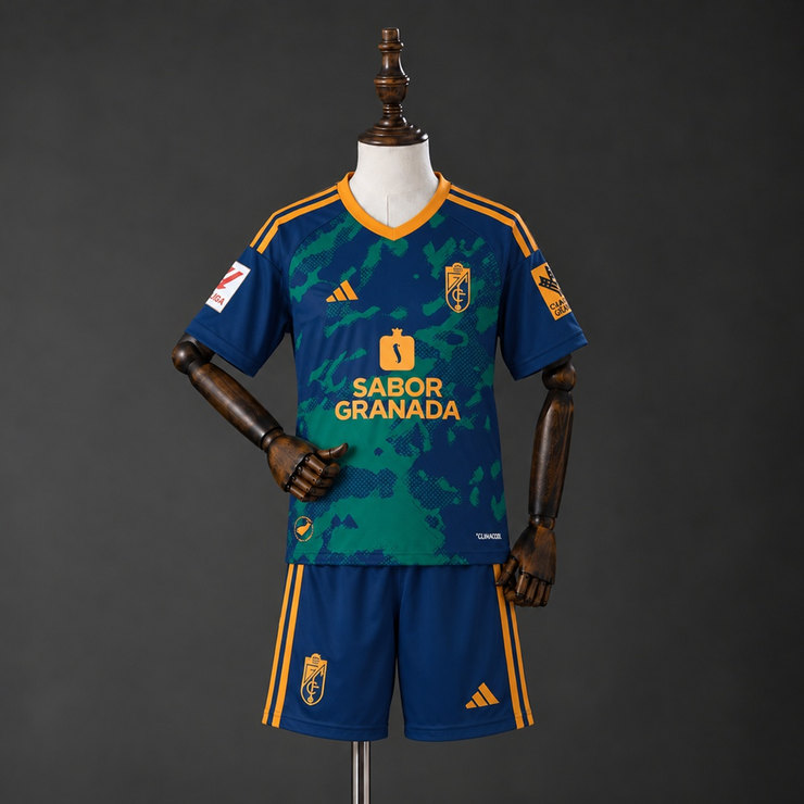 Granada CF 2026/27 Bortaställ Barn Marinblå Grön och Orange med Shorts
