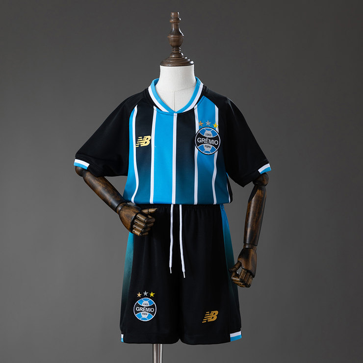 Grêmio 2026/27 Hemmaställ Barn Blå Svart och Vit med Shorts