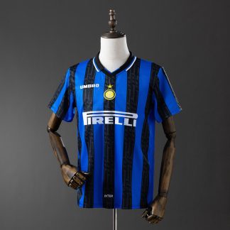 Inter Milan 1997/98 Retro Hemmatröja Herr Blå och Svart Fotbollströja
