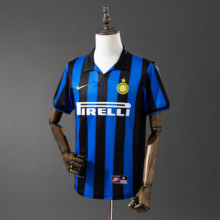 Inter Milan 1998/99 Retro Hemmatröja Herr Blå och Svart Fotbollströja