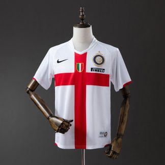 Inter Milan 2007/08 Retro Bortatröja Herr Vit och Röd Fotbollströja