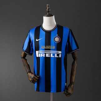 Inter Milan 2009/10 Retro Hemmatröja Herr Blå och Svart Fotbollströja