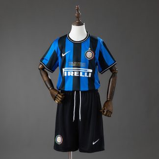 Inter Milan 2009/10 UCL Retro Hemmaställ Barn Blå och Svart med Shorts