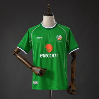 Irland 2002 Retro Hemmatröja Herr Grön och Vit Fotbollströja