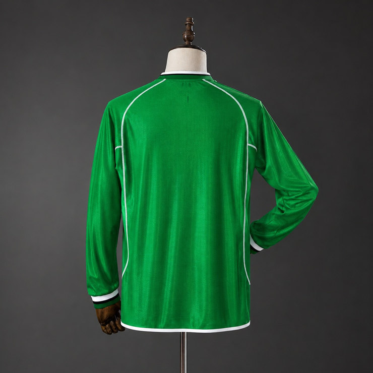 Ireland 2002 Retro Hemmatröja Herr Långärmad Grön och Vit Fotbollströja
