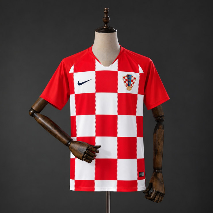 Kroatien 2018 Retro Hemmatröja Herr Röd och Vit Fotbollströja