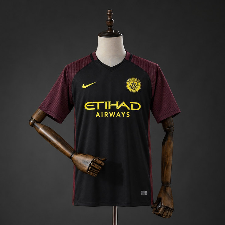 Manchester City 2016/17 Retro Tredjetröja Herr Svart Fotbollströja