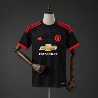 Manchester United 2015/16 Retro Tredjetröja Herr Svart och Orange Fotbollströja
