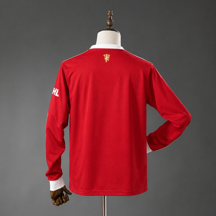 Manchester United 2021/22 Retro Hemmatröja Herr Långärmad Röd Fotbollströja