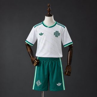Nordirland 2026 Bortaställ Barn Vit och Grön Fotbollströja med Shorts