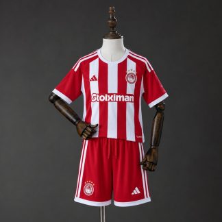 Olympiacos 2026/27 Hemmaställ Barn Röd och Vit med Shorts
